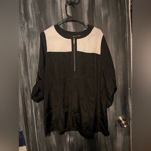 Lane Bryant Black and White Blouse with Zipper